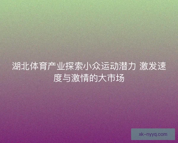 湖北体育产业探索小众运动潜力 激发速度与激情的大市场